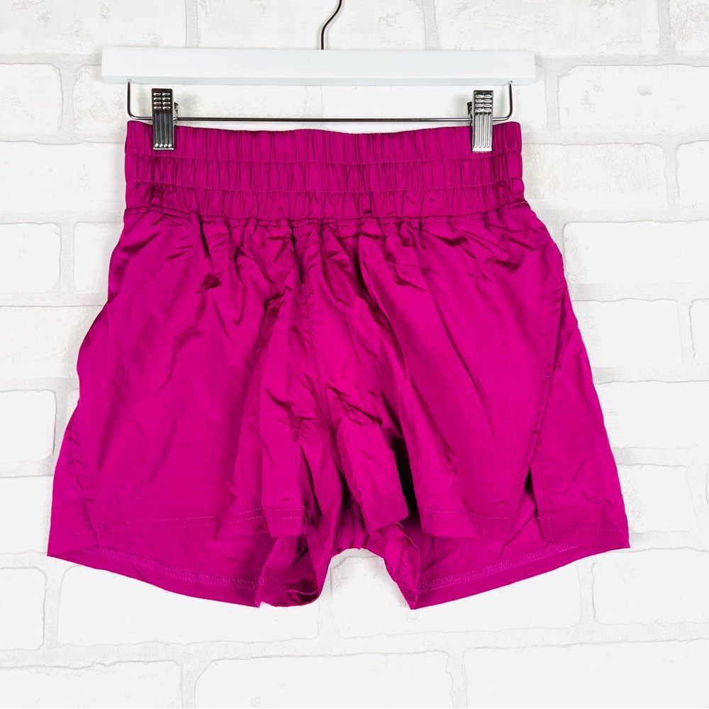 Mcedar Womens High Waisted Running Shorts Magenta Pink Smocked Athletic Size S